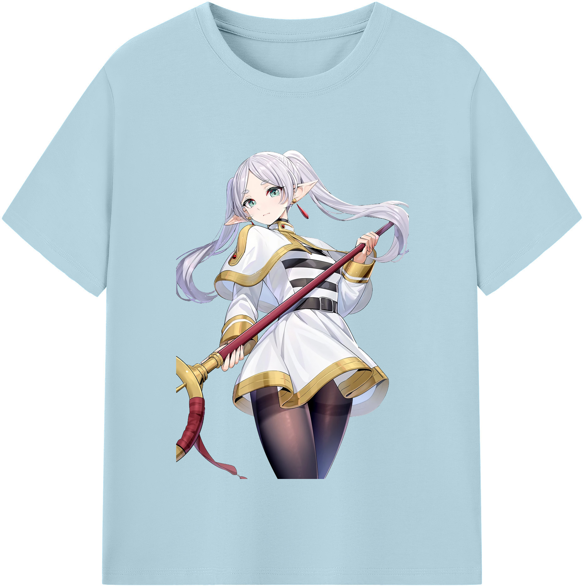 （画像用） 葬送のフリーレン Frieren 綿100％半袖Tシャツ（フロントプリント）